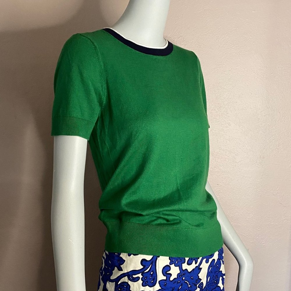 Nordstrom Brand 1901 green cotton sweater w navy S